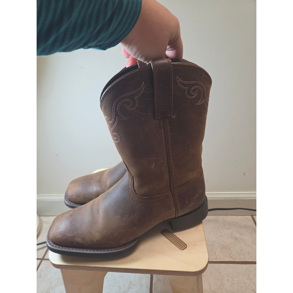 Ariat Boys Brown Leather Heritage Western Cowboy Boots Square Toe Size 6B - Picture 4 of 9